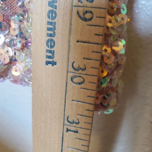 Forever 21 Sequin Mid Rise Flare Pants Women's Size S Pullon Peach Pink - Picture 13 of 16